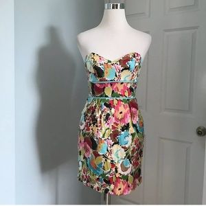 🆕Minuet Multi-Color Floral Strapless Dress